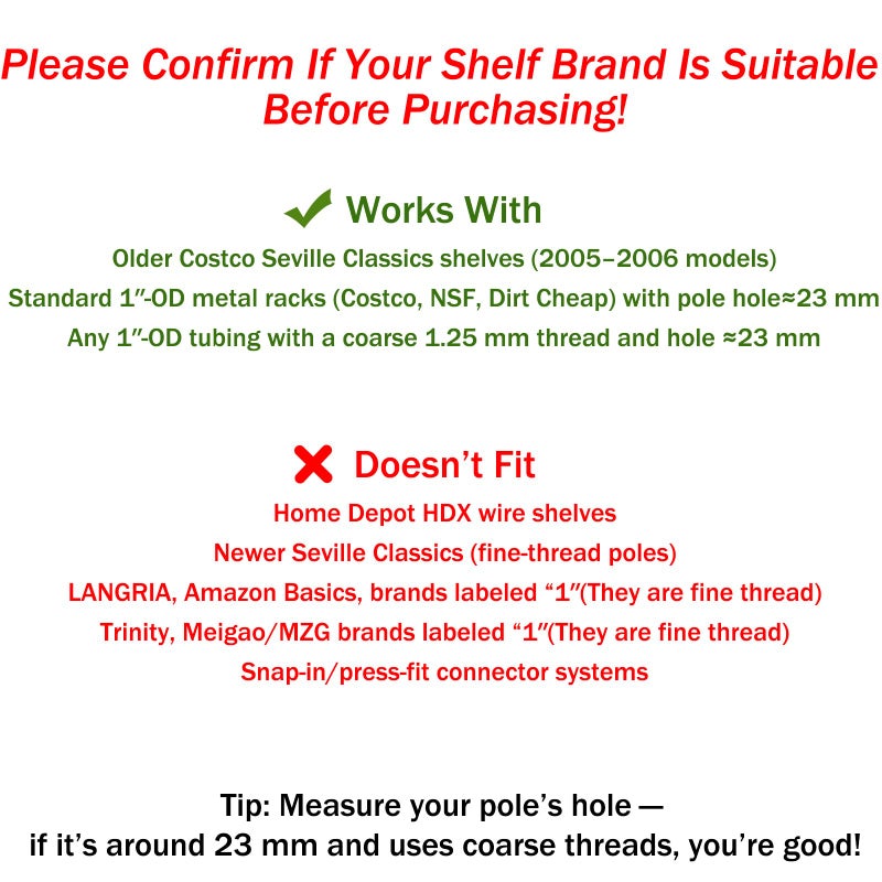 HOWDIA 1.2mm/ 0.047" Coarse Thread Connectors for 25.4mm/ 1" Outside Diameters Wire Shelving Poles with 23.0 mm Hole and 1.2 mm Wall Thickness, 4-Pack - Image 4